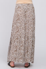 Cream Animal Print Tie Front Maternity Maxi Skirt