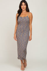 Navy Ribbed Maternity Maxi Dress