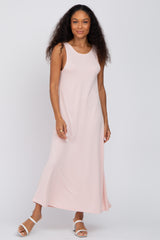 Light Pink Low V-Back Sleeveless Midi Dress