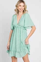 Mint Green Floral Ruffle Accent Cutout Maternity Dress