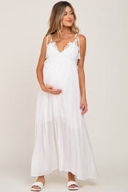 Ivory Crochet Lace Maternity Maxi Dress