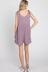 Lavender Waffle Knit Shoulder Tie Romper