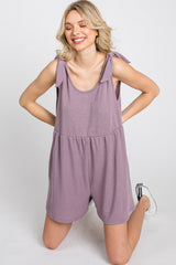 Lavender Waffle Knit Shoulder Tie Romper