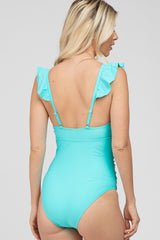 Aqua Ruffle One-Piece Swimsuit