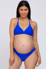 Royal Blue Strappy Two-Piece Maternity Bikini Set