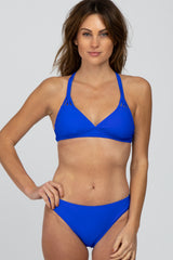 Royal Blue Strappy Two-Piece Maternity Bikini Set