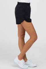 Black Rounded Hem Active Shorts