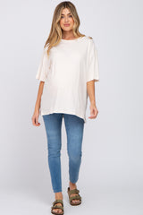 Ivory Basic Oversized Maternity Tee