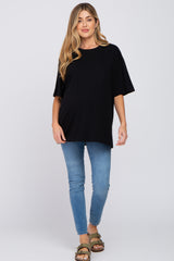 Black Basic Oversized Maternity Tee