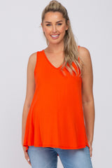 Orange Basic V-Neck Maternity Tank Top