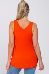 Orange Basic V-Neck Maternity Tank Top