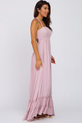 Mauve Halter Neck Cut Out Maxi Dress