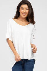 White Basic Raglan Short Sleeve Top