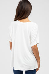 White Basic Raglan Short Sleeve Top