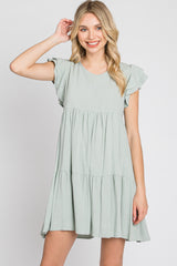 Mint Green Tiered Linen Dress