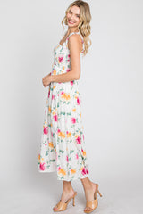 White Floral Smocked Maxi Dress