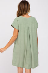 Sage Green Linen Button Front Dress