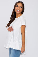 White Ruffle Back Maternity Top