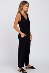 Black V-Neck Sleeveless Cropped Jumpsuit