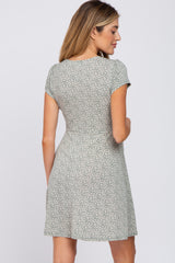 Sage Floral Button Accent Maternity Dress