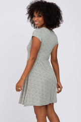 Sage Floral Button Accent Dress