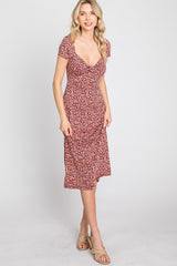 Mauve Floral Sweetheart Midi Dress