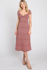 Mauve Floral Sweetheart Midi Dress