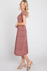 Mauve Floral Sweetheart Midi Dress