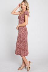 Mauve Floral Sweetheart Midi Dress