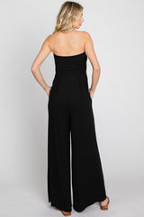 Black Strapless Wide Leg Jumpsuit