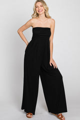 Black Strapless Wide Leg Jumpsuit