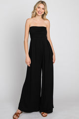 Black Strapless Wide Leg Jumpsuit