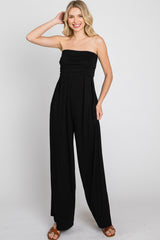 Black Strapless Wide Leg Jumpsuit