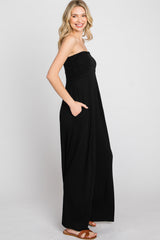 Black Strapless Wide Leg Jumpsuit