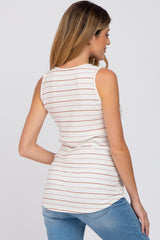 Rust Striped Ribbed Maternity Tank Top