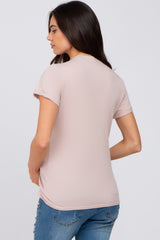 Taupe Basic Short Sleeve Maternity Top