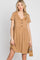 Camel Button Front Basic Dress