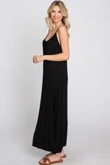 Black Solid Sleeveless Maxi Dress