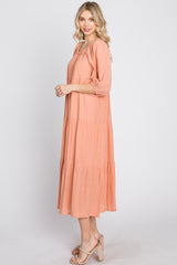 Peach Tiered Midi Dress