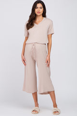 Taupe V-Neck Maternity Sleep Set