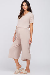 Taupe V-Neck Maternity Sleep Set