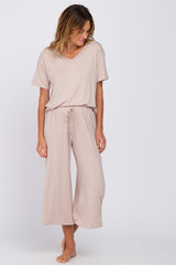 Taupe V-Neck Maternity Sleep Set