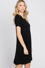 Black Basic Short Sleeve Dress