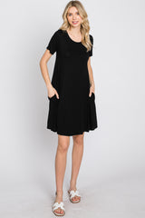 Black Basic Short Sleeve Dress