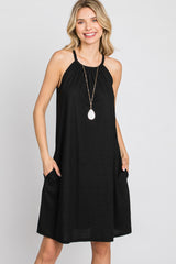 Black Halter Neck Maternity Swing Dress