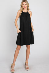 Black Halter Neck Swing Dress