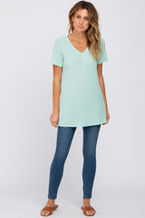 Mint Green Textured V-Neck Top