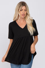 Black Ribbed Babydoll Maternity Top