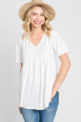 Ivory Ribbed Babydoll Top