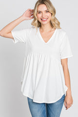 Ivory Ribbed Babydoll Top